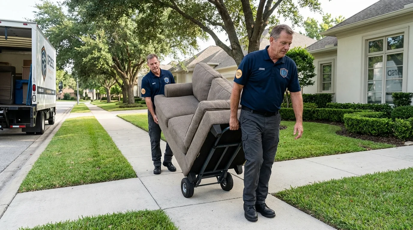 Local residential moving crew loading furniture in Mercer, PA